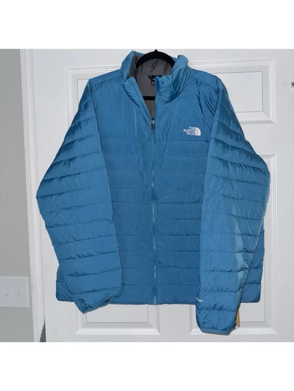North Face Minoqua Men’s XXL Down Full Zip Puffer Jacket Digital Steel Blue NEW